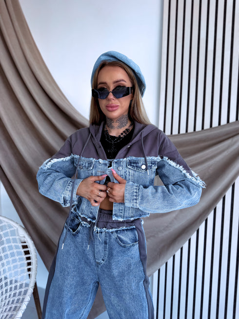 Džinsa komplekts "DENIM DAZE D0050" - zils ar pelēku